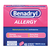 Benadryl&nbsp;Allergy Medicine&nbsp;Ultratab Tablets, diphenhydramine HCl antihistamine Full-Size Picture